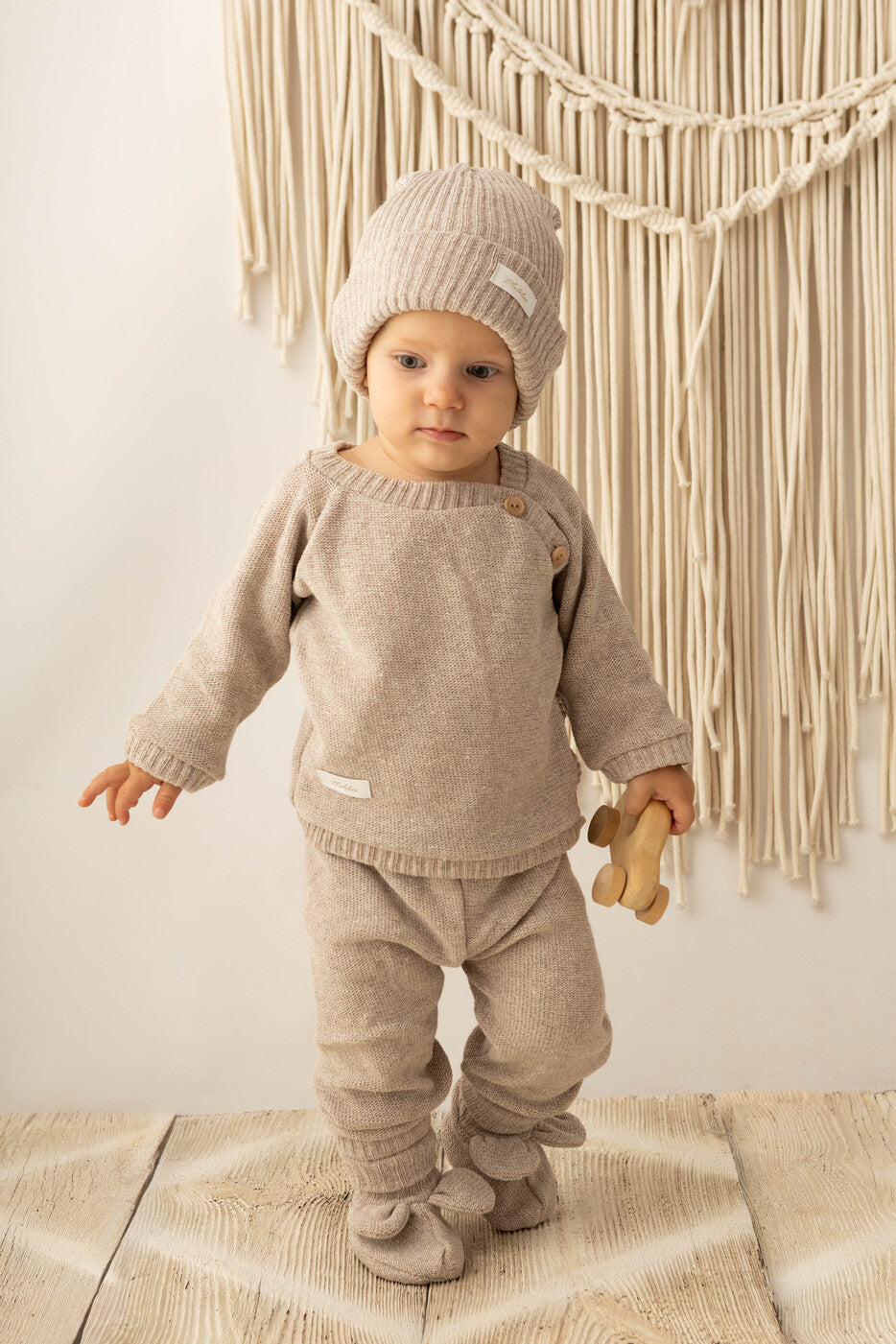 Tricot Beanie, Bonnet,0 6 12 Mois, Coton, Chapeau Chaud,Petit Enfant Chapeau Automne Hiver Printemps, pour Bébé Garçon Fille,bob, Naissance (Beige)