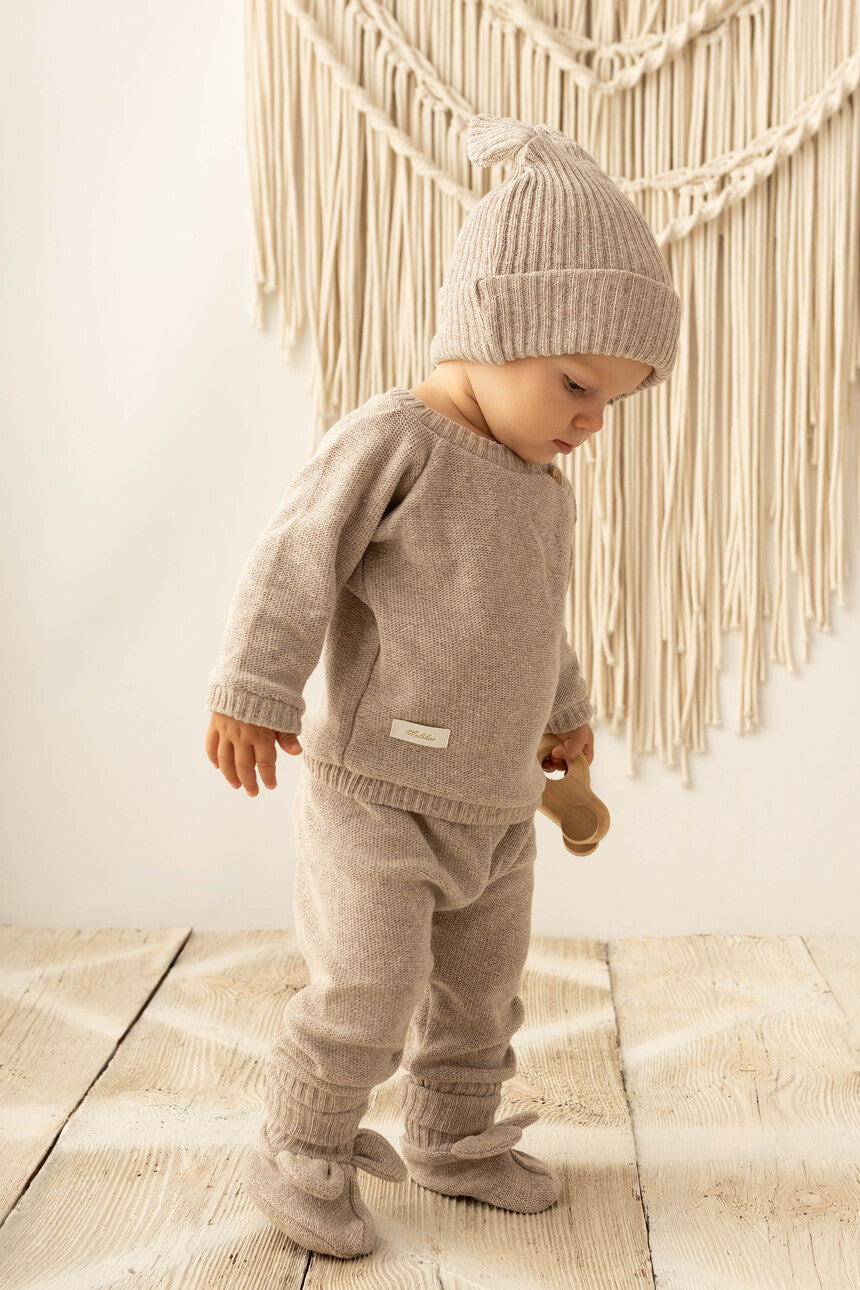 Tricot Beanie, Bonnet,0 6 12 Mois, Coton, Chapeau Chaud,Petit Enfant Chapeau Automne Hiver Printemps, pour Bébé Garçon Fille,bob, Naissance (Beige)