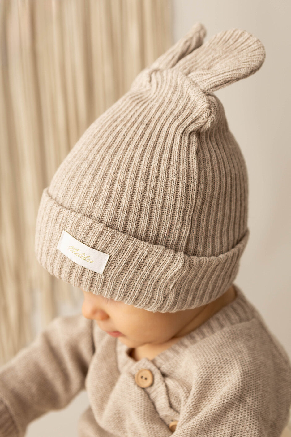 Tricot Beanie, Bonnet,0 6 12 Mois, Coton, Chapeau Chaud,Petit Enfant Chapeau Automne Hiver Printemps, pour Bébé Garçon Fille,bob, Naissance (Beige)