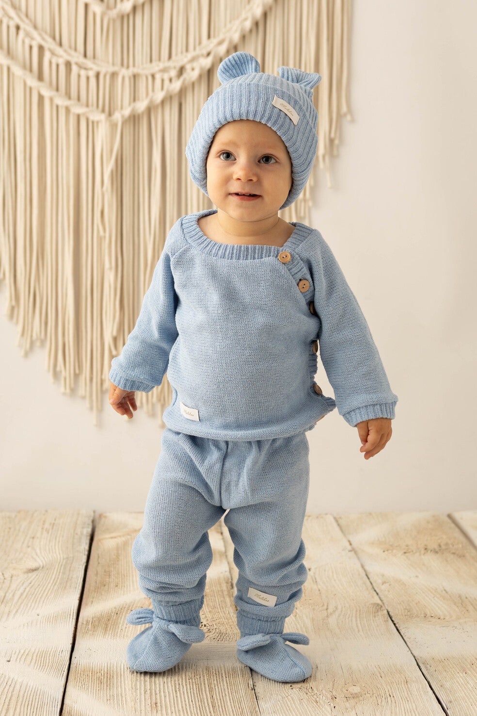 Tricot Beanie, Bonnet,0 6 12 Mois, Coton, Chapeau Chaud,Petit Enfant Chapeau Automne Hiver Printemps, pour Bébé Garçon Fille,bob, Naissance (Bleu)