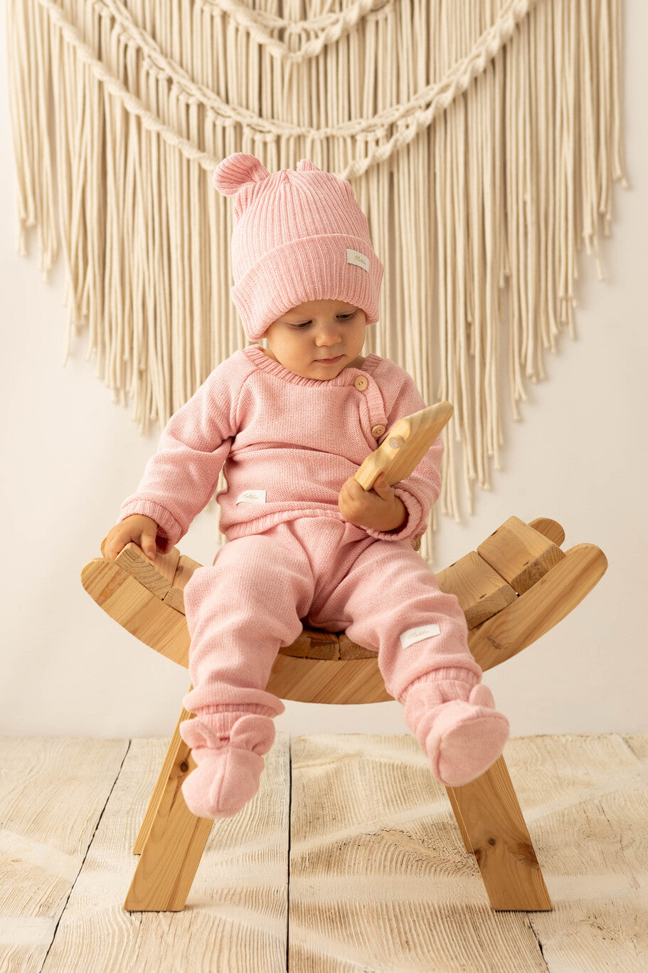 Tricot Beanie, Bonnet,0 6 12 Mois, Coton, Chapeau Chaud,Petit Enfant Chapeau Automne Hiver Printemps, pour Bébé Garçon Fille,bob, Naissance (Rose)