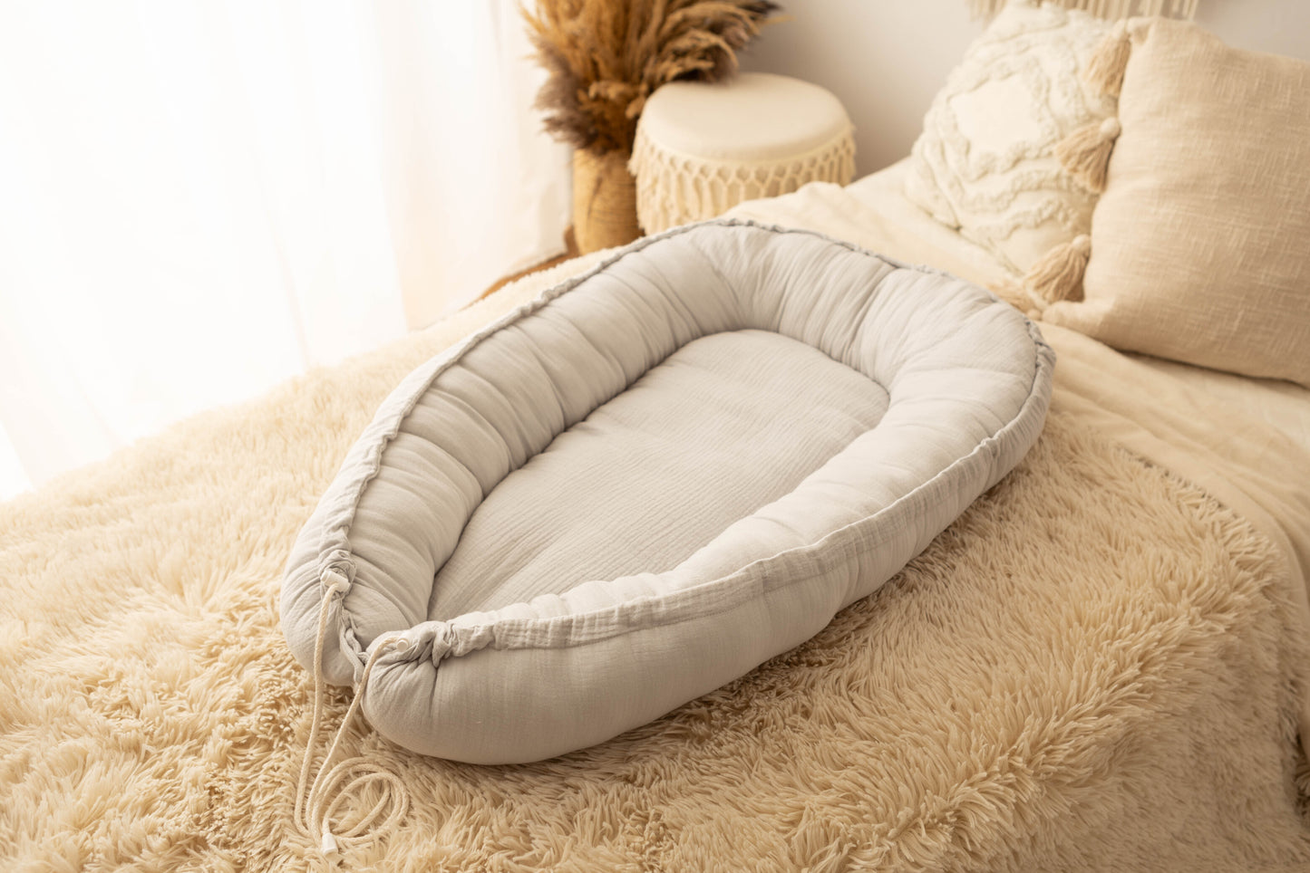 Réducteur Lit Bébé Cocon pour bebe Coton (Glacier Grey)